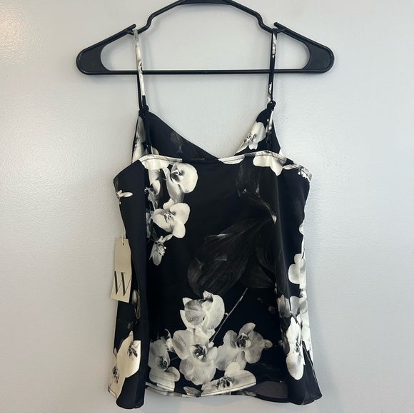 NWT Worthington Black/White Satin Floral Cowl Neck Sleeveless Tank/Cami Size XS - Picture 8 of 9